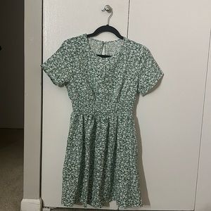 Green and White Floral Dress